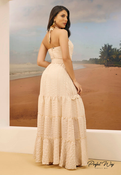 Vestido longo com aviamento+cinto💫