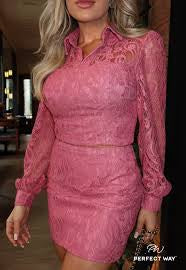 Conjunto de renda Cropped bojo rose Perfect Way💫