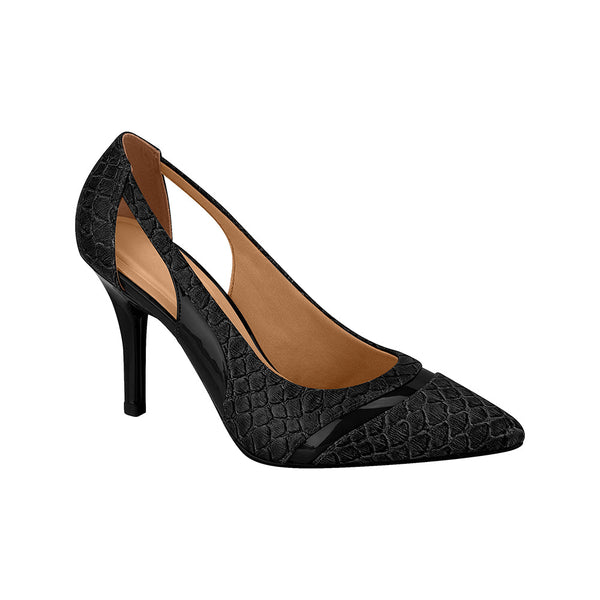 Scarpin Black Napa Escamas Glam Verniz Premium Vizzano