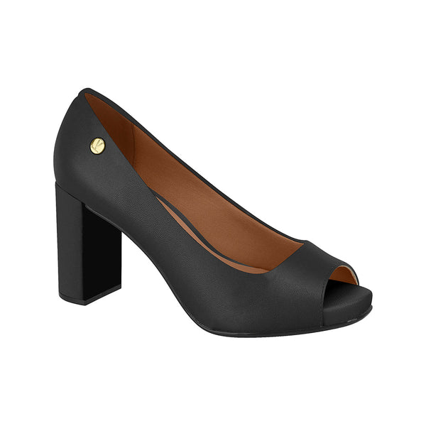 ⚜️Peep Toe Black Salto Bloco Pelica✅