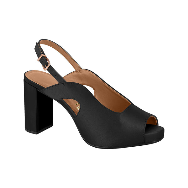 ⚜️Peep Toe Black Pelica Salto Bloco✅