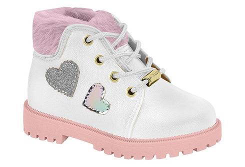 Bota Infantil White 99/lilac 938/silver Napa Turim/pelo Premium Molekinha