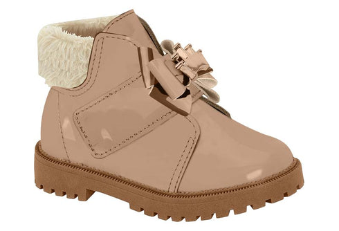 Bota Infantil Nude 658/cream 985 Verniz Premium/pelo Nice Molekinha