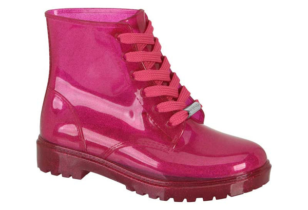 Bota Infantil Pink 966 Neon Translucido-pink Pvc Gliter Molekinha