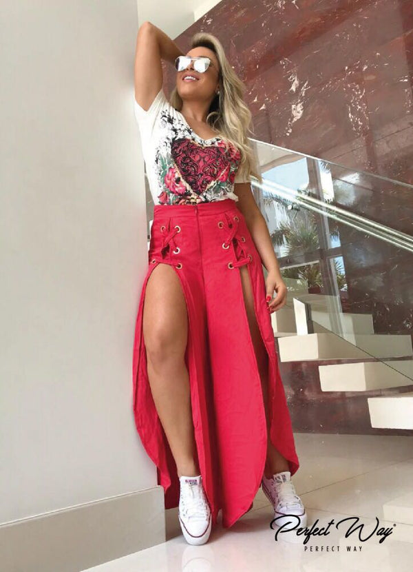 Calça Pantacourt com abertura RB911030💫