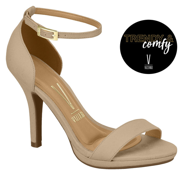 ⚜️Sandália Salto Agulha Beige Vizzano