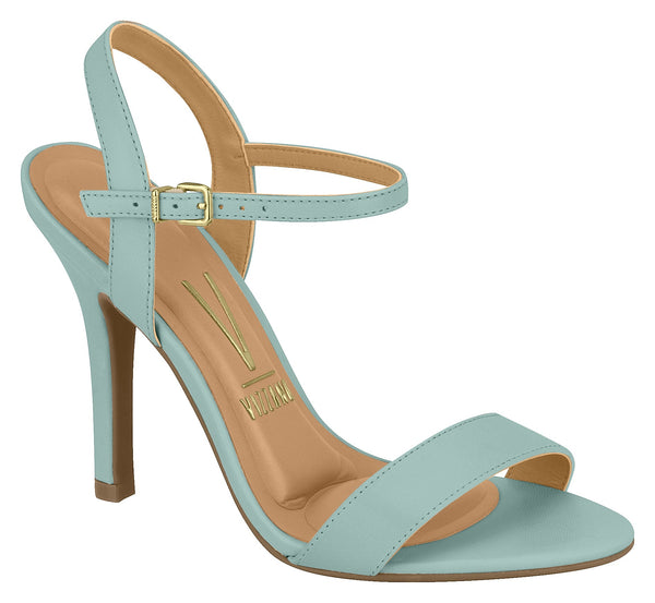 ⚜️Sandália Salto Agulha Turquesa Vizzano✅
