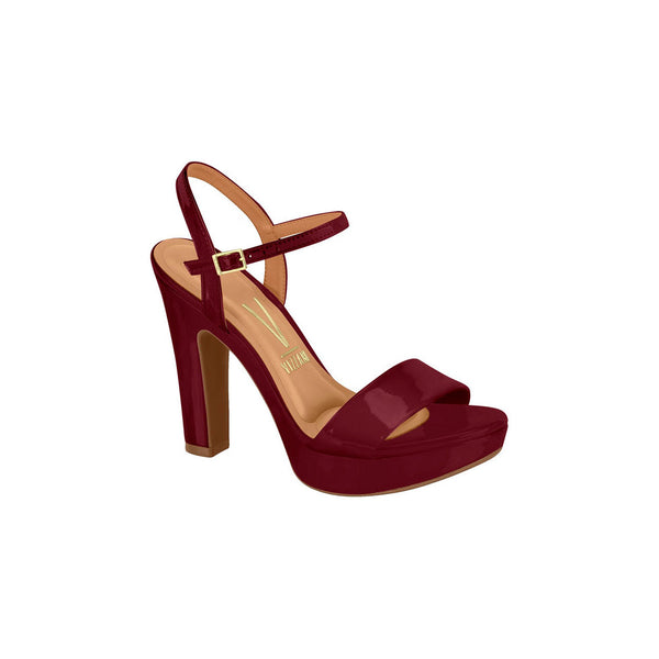 ⚜️Sandália Meia Pata Wine Verniz Premium Vizzano🟣