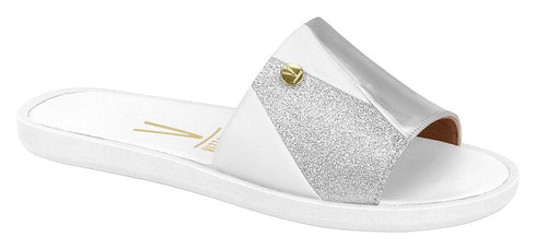 Chinelo Slide Silver White Vizzano