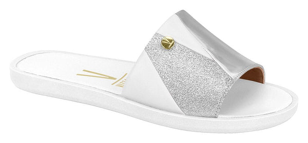 Chinelo Slide Silver White Vizzano