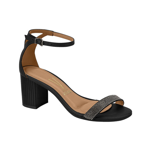 ⚜️Sandália Black Camurça Salto Bloco Vizzano