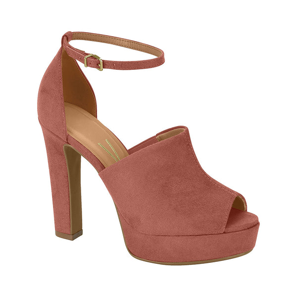 ⚜️️Sandália Blush em Camurça Salto Grosso Vizzano🟣