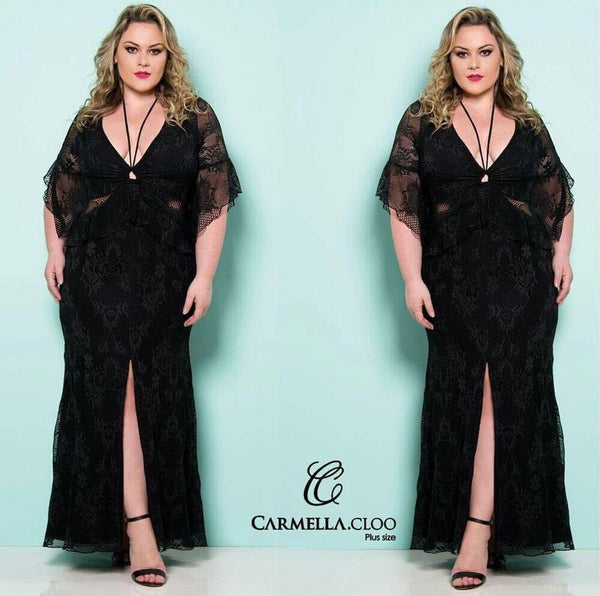 …Plus size Vestido Longo de Renda - Carmella 18096✅🅰️