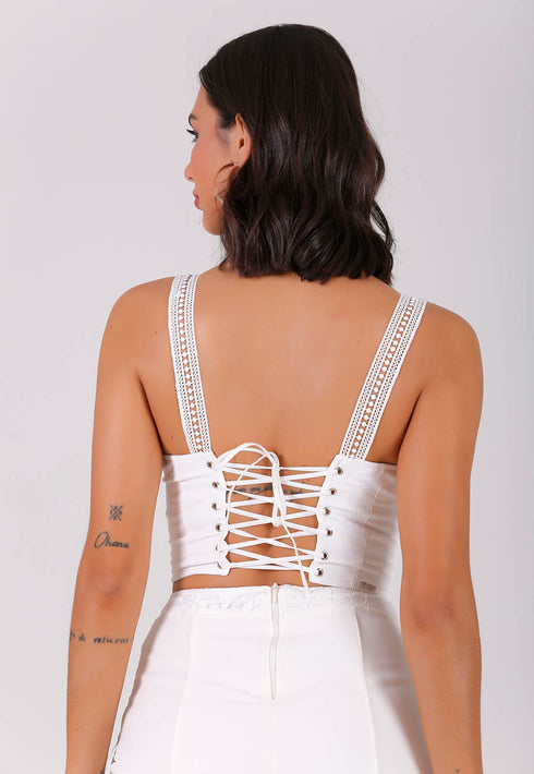 Conjunto cropped em tule e poá Perfect Way