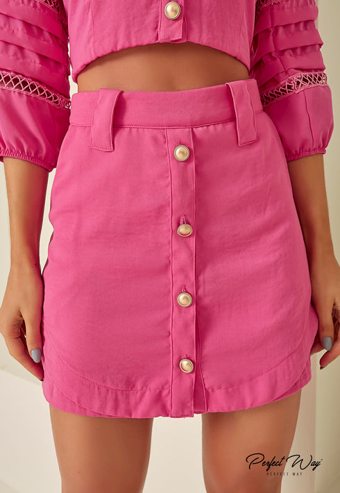 Conjunto Cropped+Shorts Saia PINK LV215075 💫