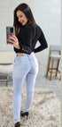 Calça Jeans sawary delavê skinny com Lycra SW004