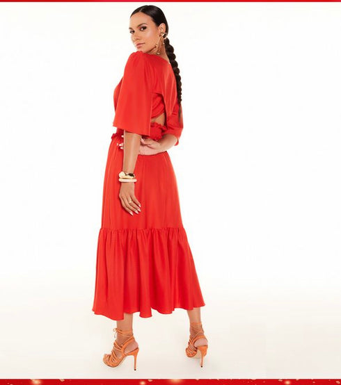 Vestido MIDI abertura nas costas💫