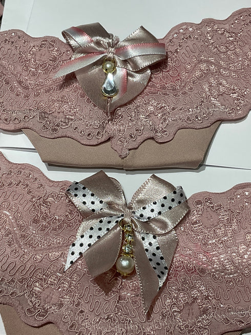 …Calcinha fio microfibra renda laço bijouteria