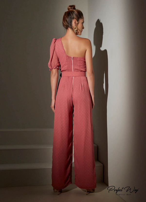 Macacão Longo meio ombro com cinto 14261