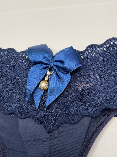 …Calcinha fio microfibra renda laço bijouteria