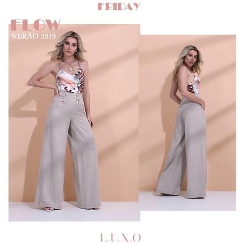 Calça pantalona de linho 1010💫
