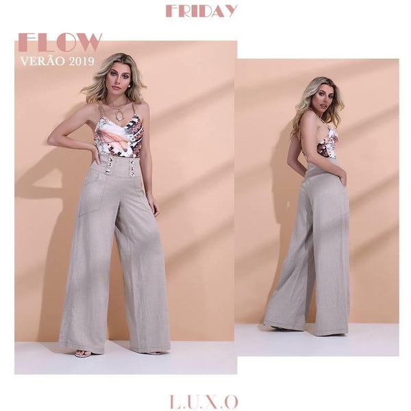 Calça pantalona de linho 1010💫