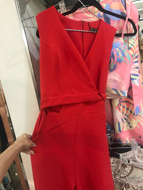 Le Rizz macacão com amarração VERMELHO 6544