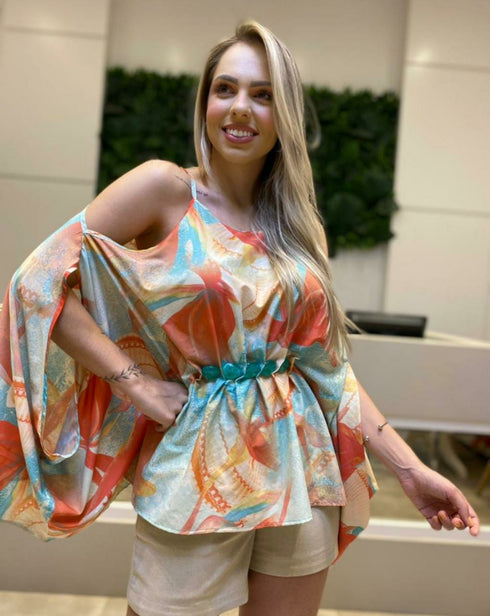 Blusa Detalhe Cintura Luxo,💫