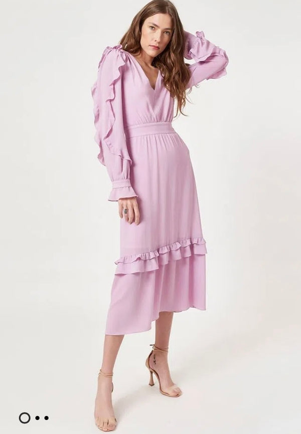 ..VESTIDO MIDI MANGA LONGA BABADOS💫