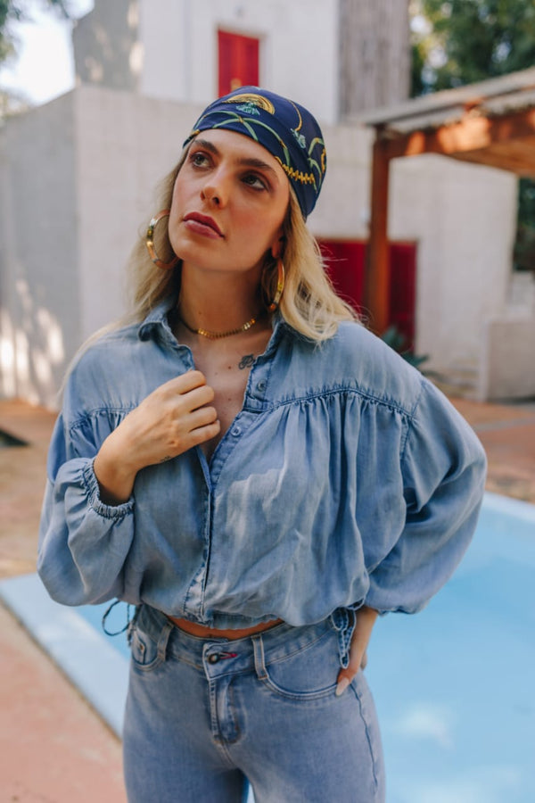 Camisa Jeans Cropped💫