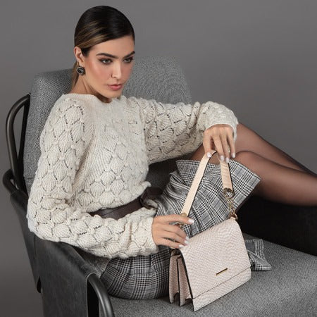 Crossbody GRANDE COBRA COM DIVISORIAS NUDE