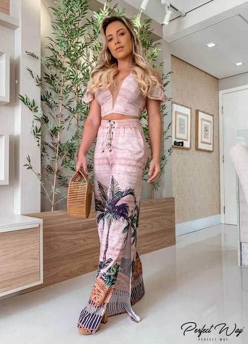 CONJUNTO CROPPED + CALÇA PANTALONA PERFECT WAY