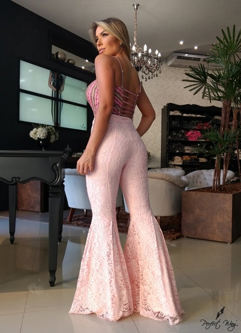 Calça De Renda Flare Unica RV811145💫