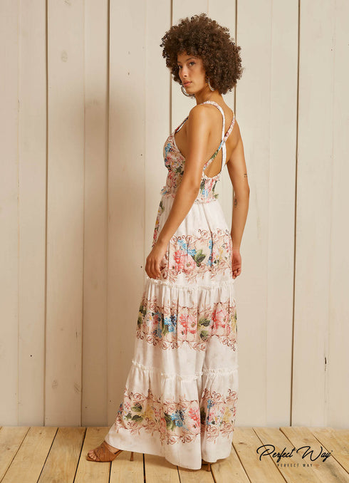 Vestido Longo com mini babados no decote💫