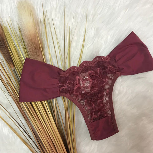 CALCINHA FIO DUPLO EM MICROFIBRA E RENDA