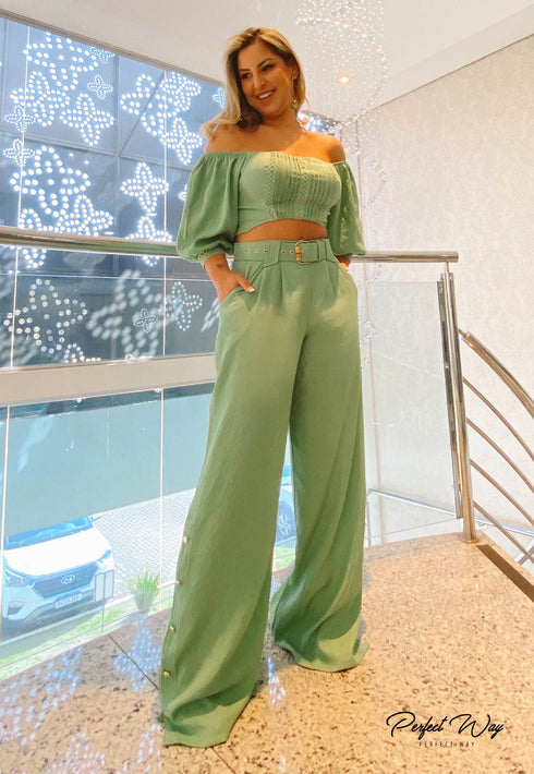 CONJUNTO CROPPED + CALCA PANTALONA LV215229💫