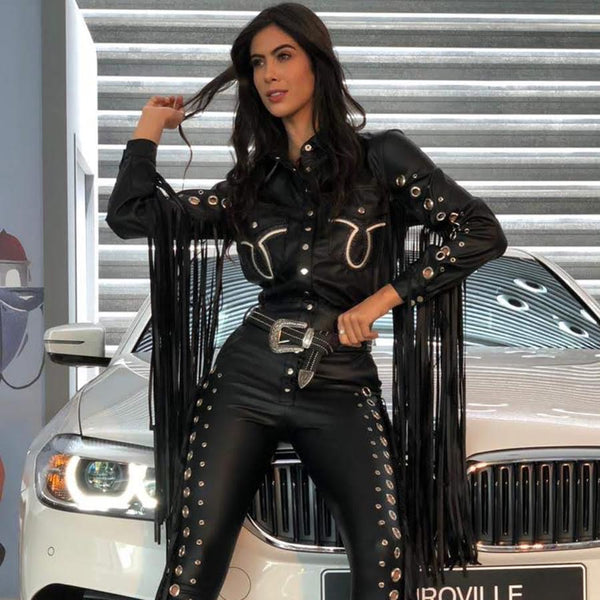 Macacão MondaBelle couro ecológico Adele 💫