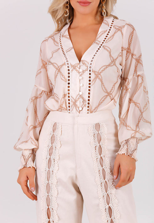 Conjunto calça flare + body com estampa exclusiva