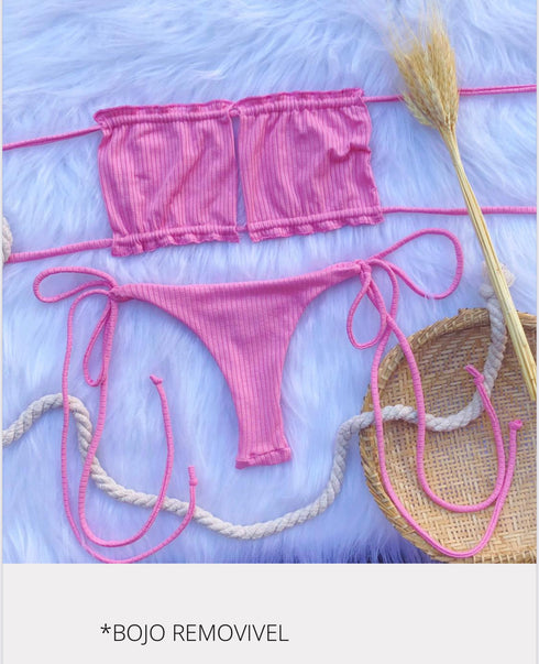 Biquini fio dental de amarração com bojo removível