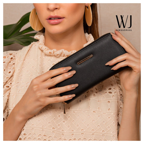 Carteira completa com ziper vermelha