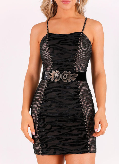 Vestido preto justo e curto Perfect Way 06065💫