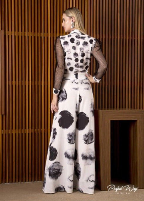 Conjunto Body + calça pantalona estampa exclusiva Perfect Way 15096