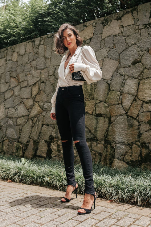 CALÇA Jeans Skinny Cintura Média Preta