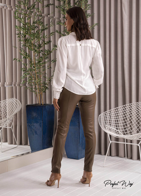 Camisa de botão detalhes de pespontado Perfect Way💫