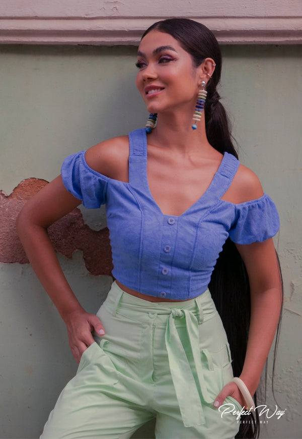 Cropped em malha texturizada💫