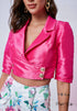 Conjunto blazer pink e shorts floral