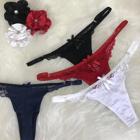 …CALCINHA FIO DUPLO EM MICROFIBRA E RENDA COM AJUSTES NA LATERAL