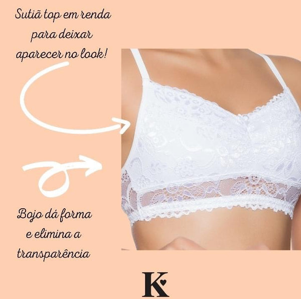 .Top em Renda azul Sem Bojo Karicia