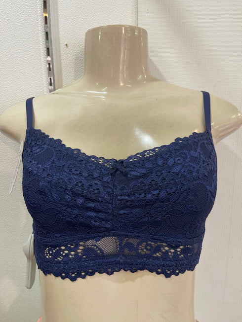 .Top em Renda azul Sem Bojo Karicia