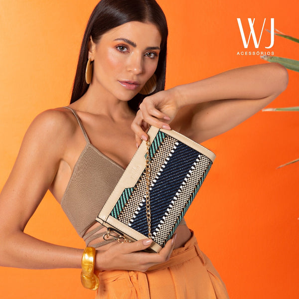CLUTCH GRANDE COM TECIDO TRAMADO